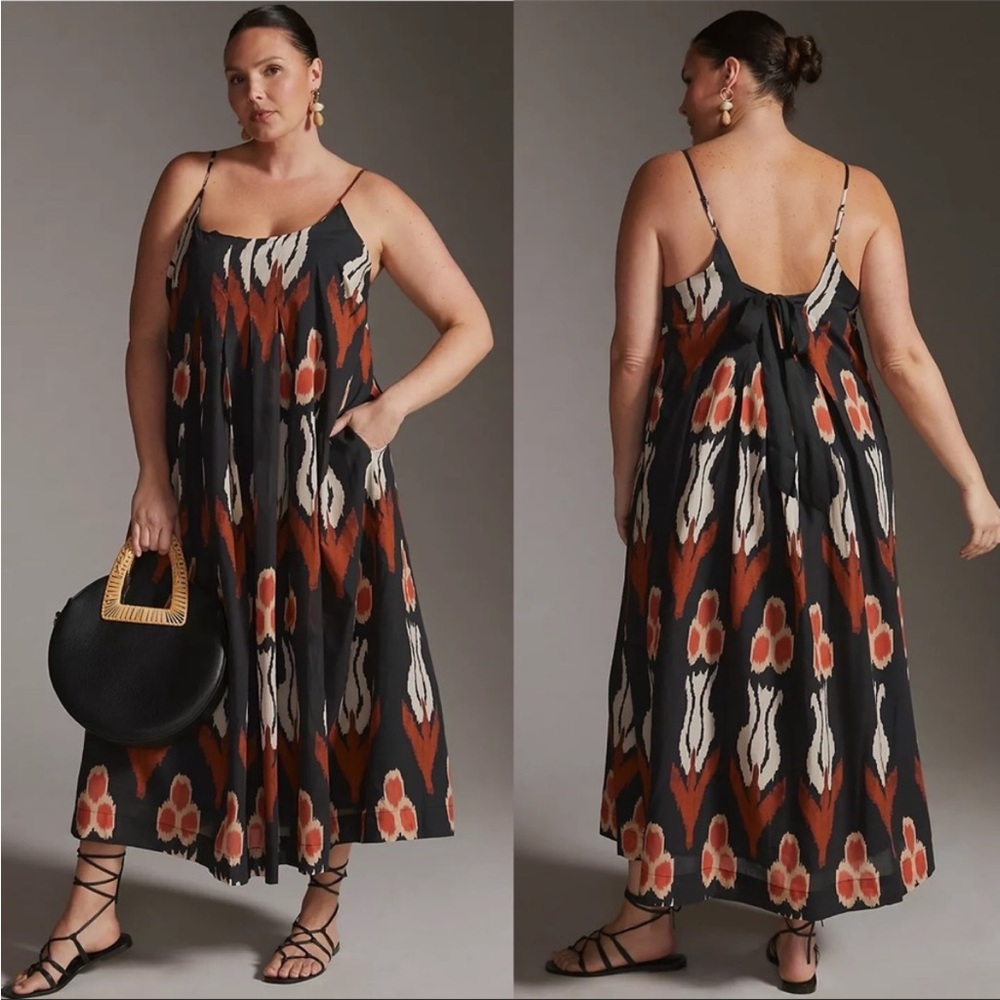 Anthropologie Nikki Pleated Maxi dress sz L